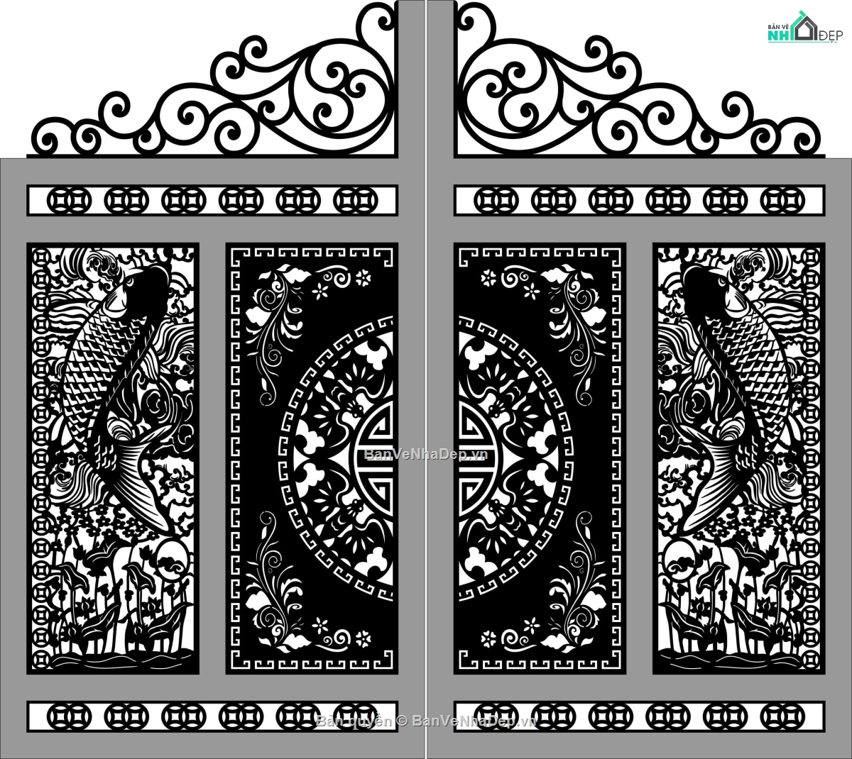 cá chép cnc,cá chép,trống đồng,cổng 4 cánh cnc