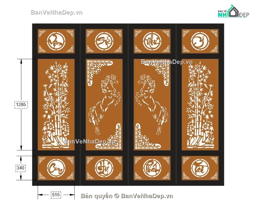 vạn sự như ý,cổng 4 cánh cnc,File cổng 4 cánh