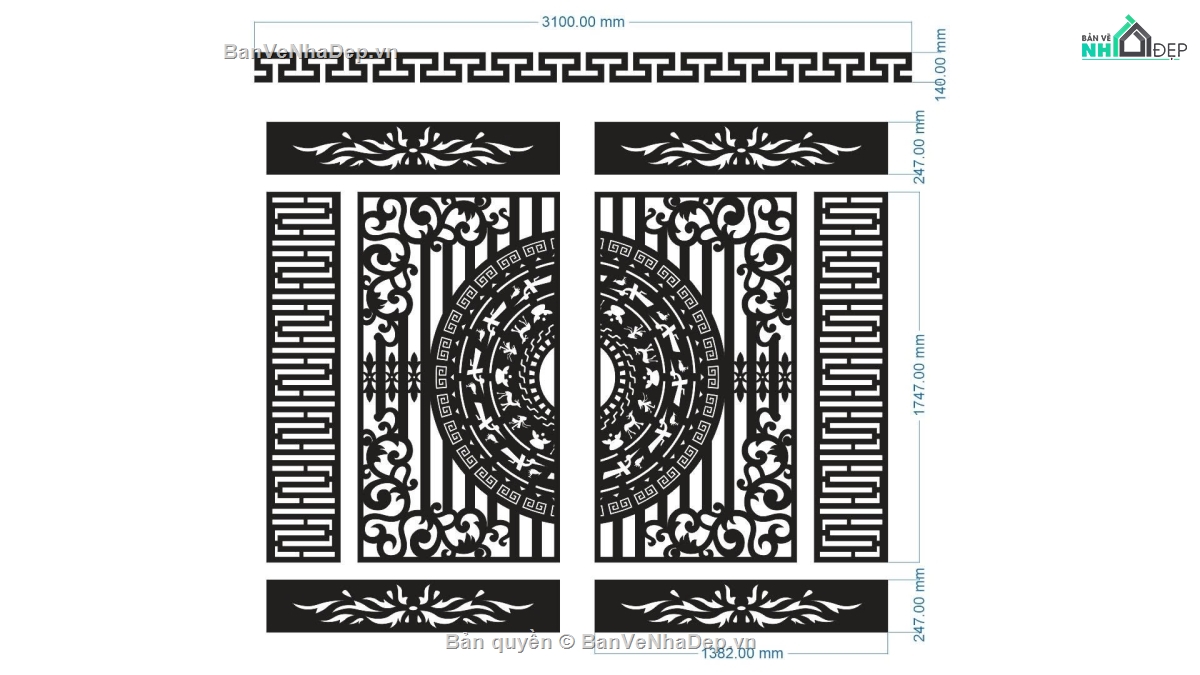 cổng 4 cánh cnc,File cổng 4 cánh,mẫu cnc cổng 4 cánh dxf