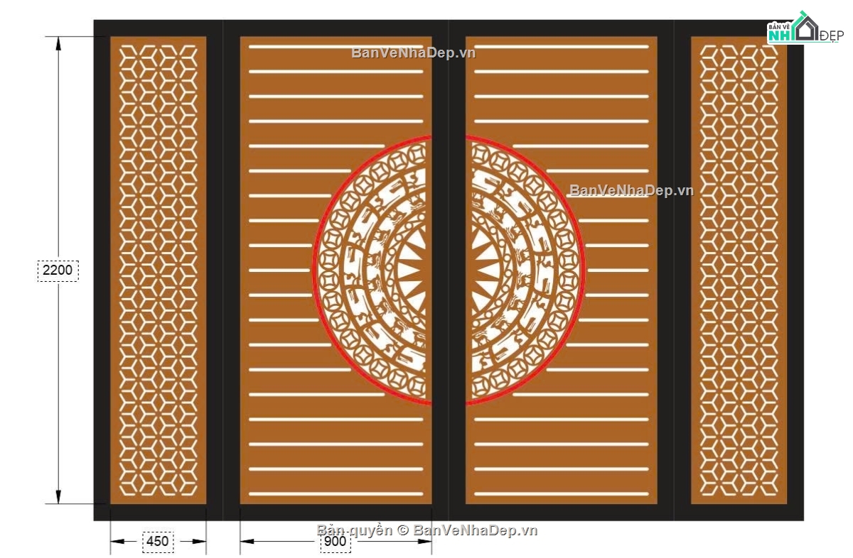 cổng 4 cánh cnc,cổng trống đồng cnc,File cổng 4 cánh