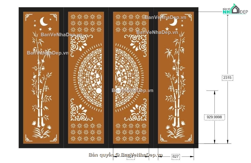 cổng 4 cánh cnc,cổng trống đồng cnc,cổng trúc