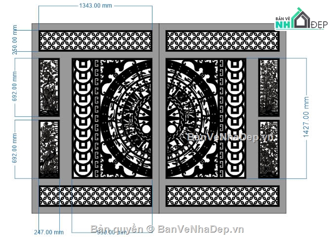 File cổng 2 cánh cnc,cổng tứ quý cnc,cổng trống đồng,file cổng 2 cánh