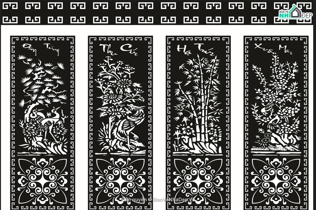 cổng tứ quý cnc,cổng tứ quý,cnc cổng tứ quý,file cổng tứ quý