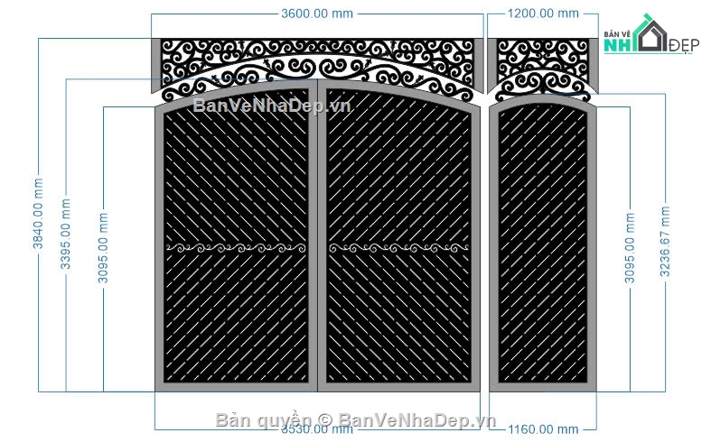 cổng 2 cánh cnc,file cnc cổng 2 cánh,mẫu cổng 2 cánh,cổng chính phụ