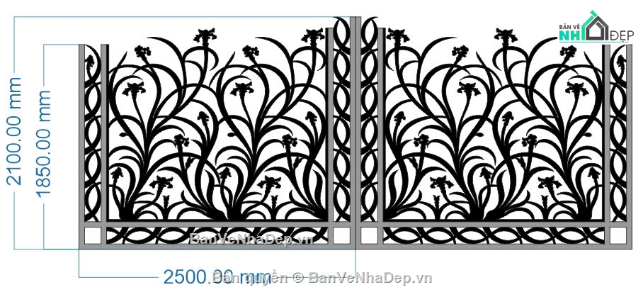 cổng đẹp,cổng 2 cánh,file cổng 2 cánh