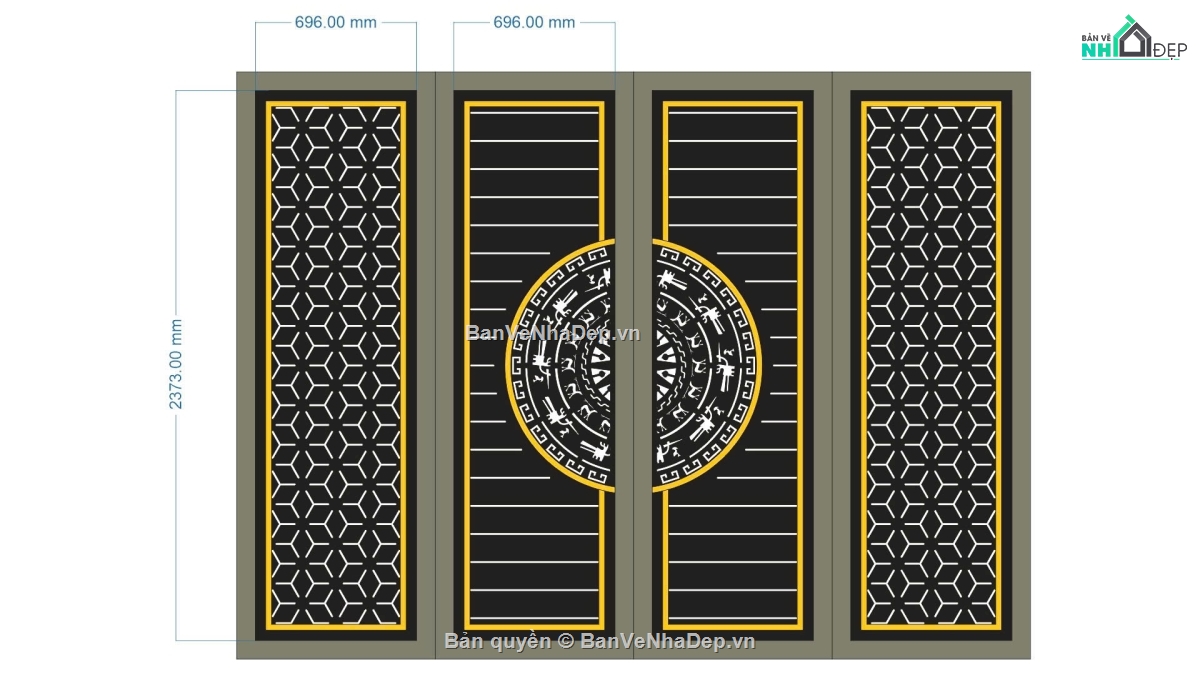mẫu cổng 4 cánh,cổng 4 cánh cnc,file cnc cổng 4 cánh