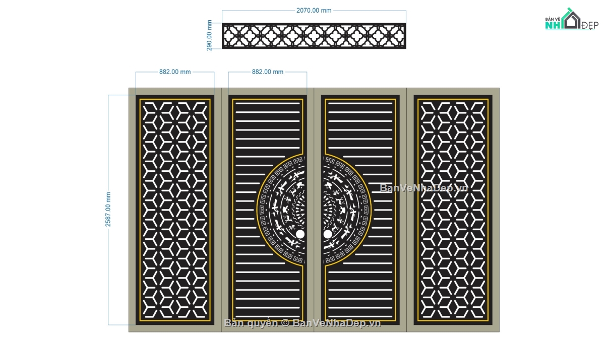 cổng 4 cánh cnc,file cnc cổng 4 cánh,mẫu cnc cổng 4 cánh