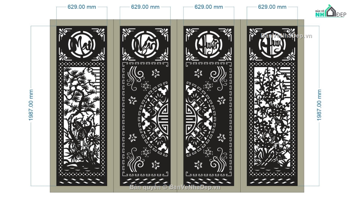 mẫu cổng 4 cánh,cổng 4 cánh cnc,File cổng 4 cánh