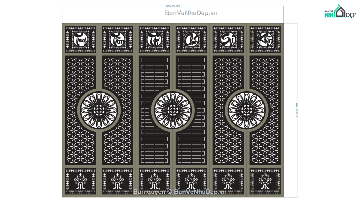 cổng 6 cánh cnc,file cnc cổng 6 cánh,cnc cổng 6 cánh
