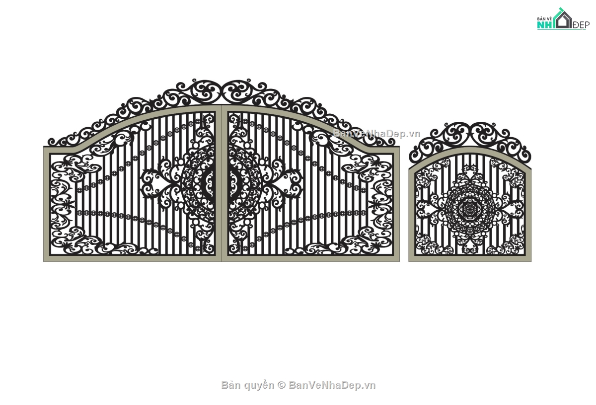 cổng chính phụ cnc,file cnc cổng 2 cánh chính phụ,mẫu cổng chính phụ cnc