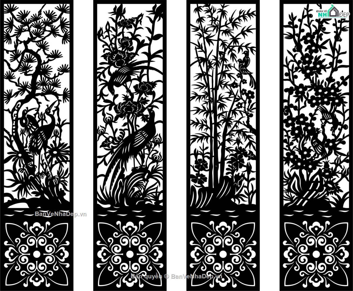 mẫu tứ quý cnc,cổng tứ quý cnc,cổng tứ quý