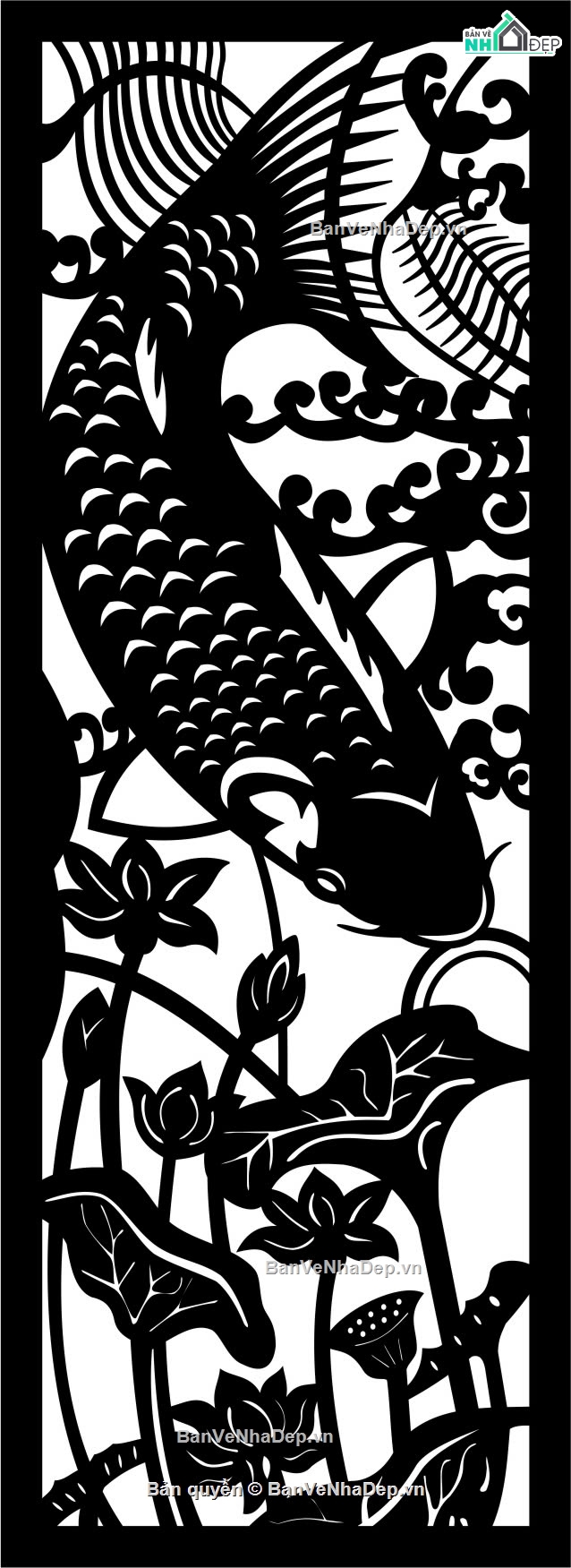 mẫu cnc vách,vách cá cnc,file cnc vách cá chép,cá chép cnc