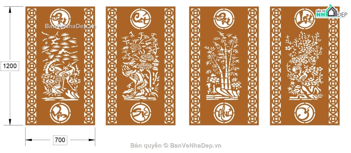 đại cát đại lợi,File dxf tứ quý cnc,File tứ quý cnc,tứ quý đại cát đại lợi,File dxf tứ quý