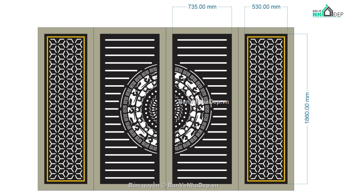 cổng đẹp 4 cánh,file cnc cổng 4 cánh,mẫu cổng 4 cánh
