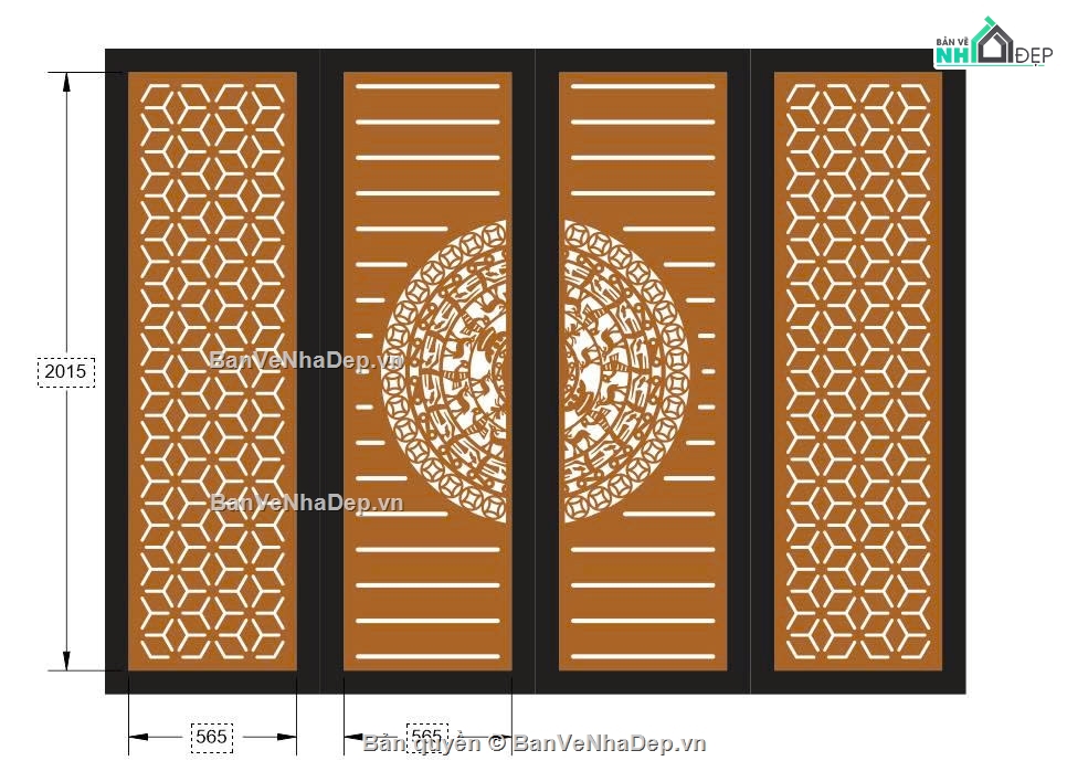 cổng đẹp,cánh cổng đẹp,cổng đẹp 4 cánh,cổng đẹp trống đồng