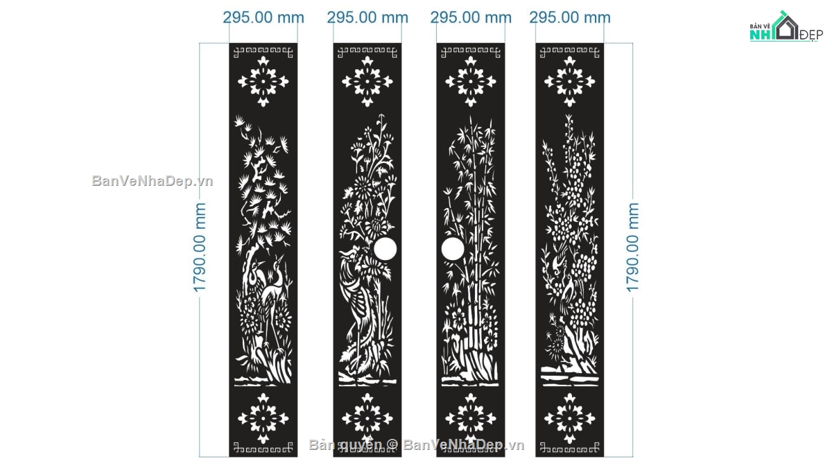 cổng 4 cánh cnc,tùng trúc cúc mai,File cổng 4 cánh,cổng tứ quý cnc