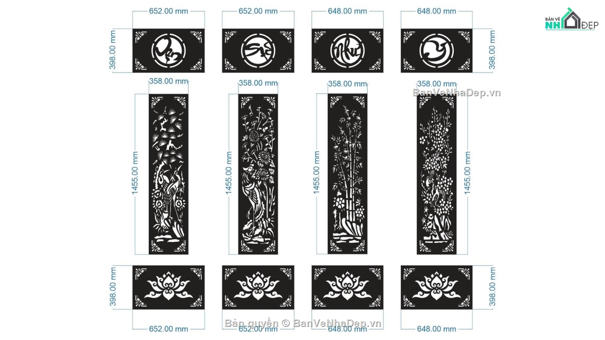 tùng trúc cúc mai,vạn sự như ý,File cổng 4 cánh,cổng trúc vạn sự như ý