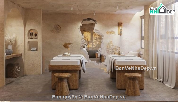 nội thất spa,thiết kế nội thất,sketchup spa