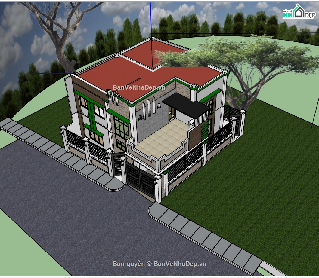 sketchup biệt thự 2 tầng,file sketchup biệt thự 2 tầng,model sketchup biệt thự 2 tầng,3d sketchup biệt thự 2 tầng