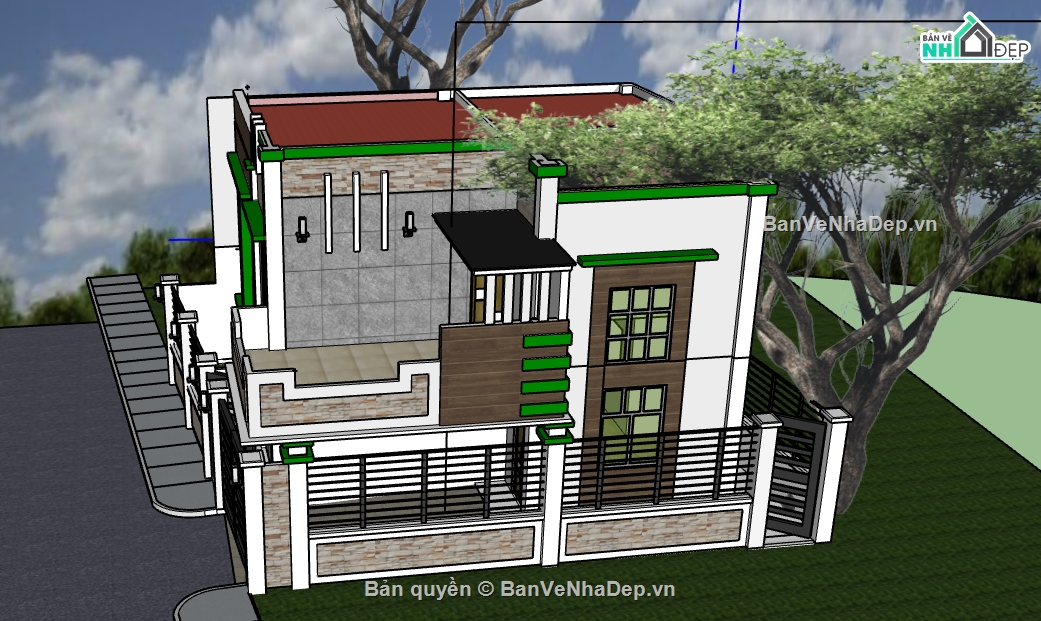 sketchup biệt thự 2 tầng,file sketchup biệt thự 2 tầng,model sketchup biệt thự 2 tầng,3d sketchup biệt thự 2 tầng