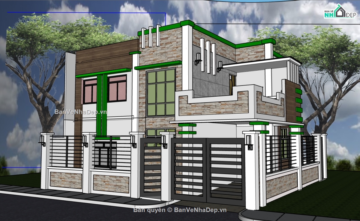 sketchup biệt thự 2 tầng,file sketchup biệt thự 2 tầng,model sketchup biệt thự 2 tầng,3d sketchup biệt thự 2 tầng