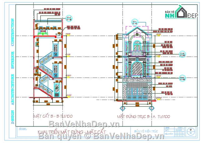 File cad,File thiết kế,dự toán,nhà phố 3 tầng,nhà 5 tầng,kiến trúc 5 tầng