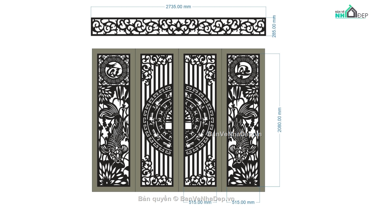 cổng cá chép tài lộc,file cnc cổng cá chép tài lộc,mẫu cổng cá chép tài lộc