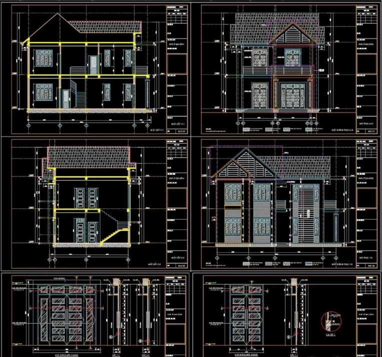biệt thự mái thái,thiết kế biệt thự 2 tầng,hồ sơ kiến trúc