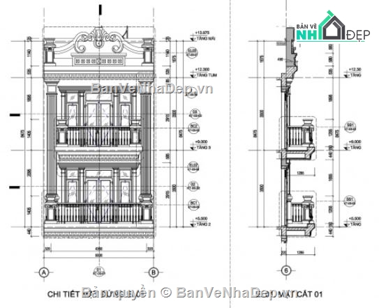 kiến trúc nhà,kiến trúc nhà phố,bản vẽ nhà phố 5x20m