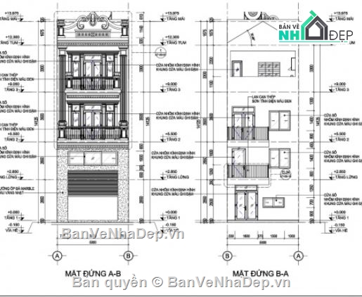 kiến trúc nhà,kiến trúc nhà phố,bản vẽ nhà phố 5x20m