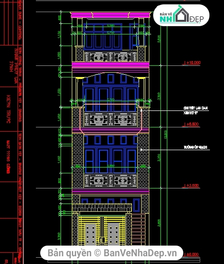 Bản vẽ nhà phố 4 tầng,kiến trúc nhà phố 4 tầng,nhà phố 4 tầng 4x13.5m,mẫu nhà phố đẹp 4 tầng
