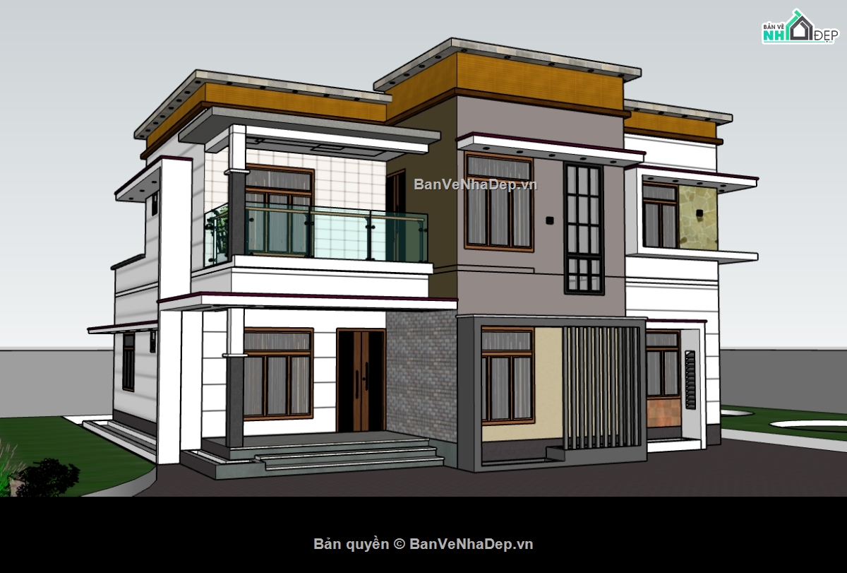 biệt thự 2 tầng,biệt thự đẹp 2 tầng,biệt thự 2 tầng đẹp,biệt thự sketchup,sketchup biệt thự,File sketchup biệt thự 2 tầng