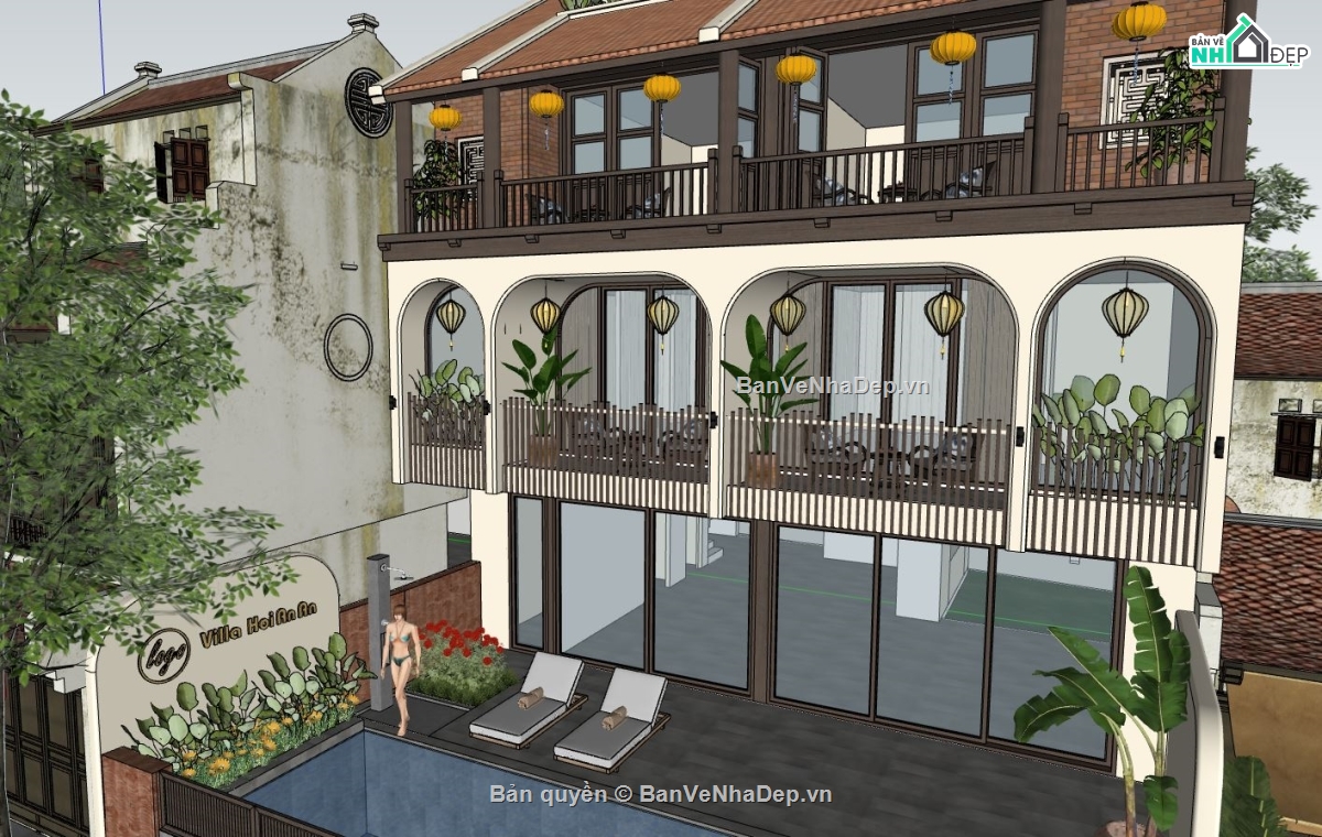 thiết kế ngoại thất,ngoại thất villa,bản vẽ ngoại thất