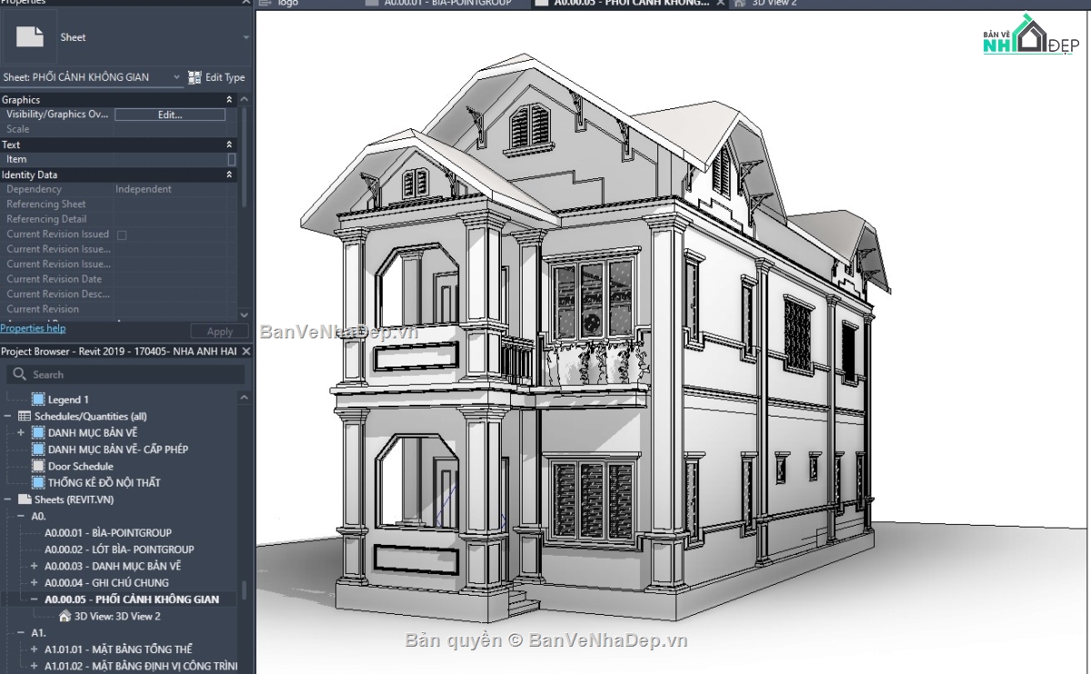 biệt thự mái nhật revit,file revit biệt thự 2 tầng mái nhật,biệt thự 2 tầng mái nhật revit,bản vẽ biệt thự 2 tầng revit