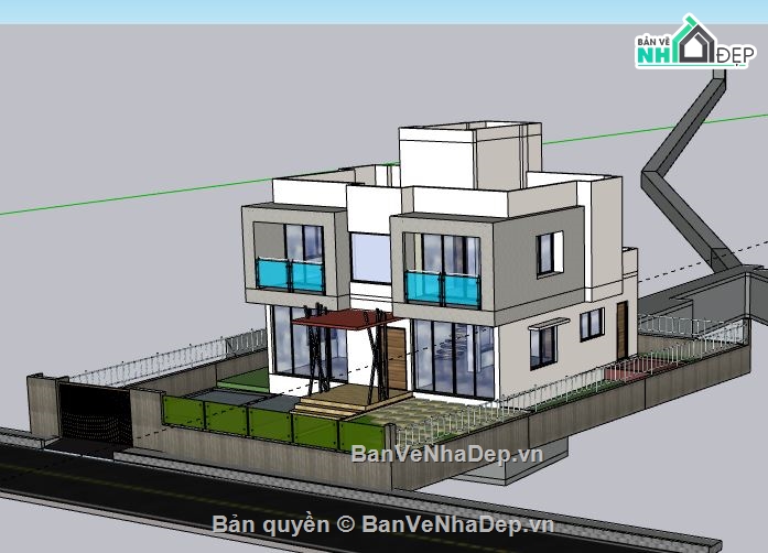 Biệt thự 2 tầng,Model su biệt thự 2 tầng,biệt thự 2 tầng file su