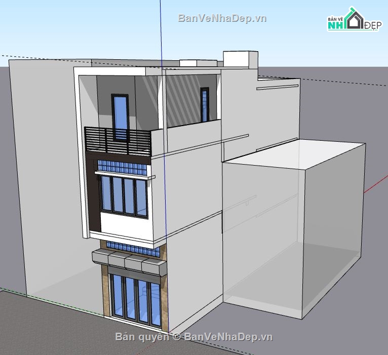 Nhà phố 3 tầng,file su nhà phố 3 tầng,sketchup nhà phố 3 tầng,nhà phố 3 tầng model su,file sketchup nhà phố 3 tầng