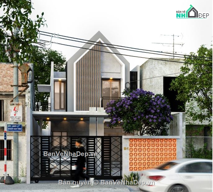 sketchup nhà phố 2 tầng,nhà phố hiện đại,bản vẽ nhà phố đẹp
