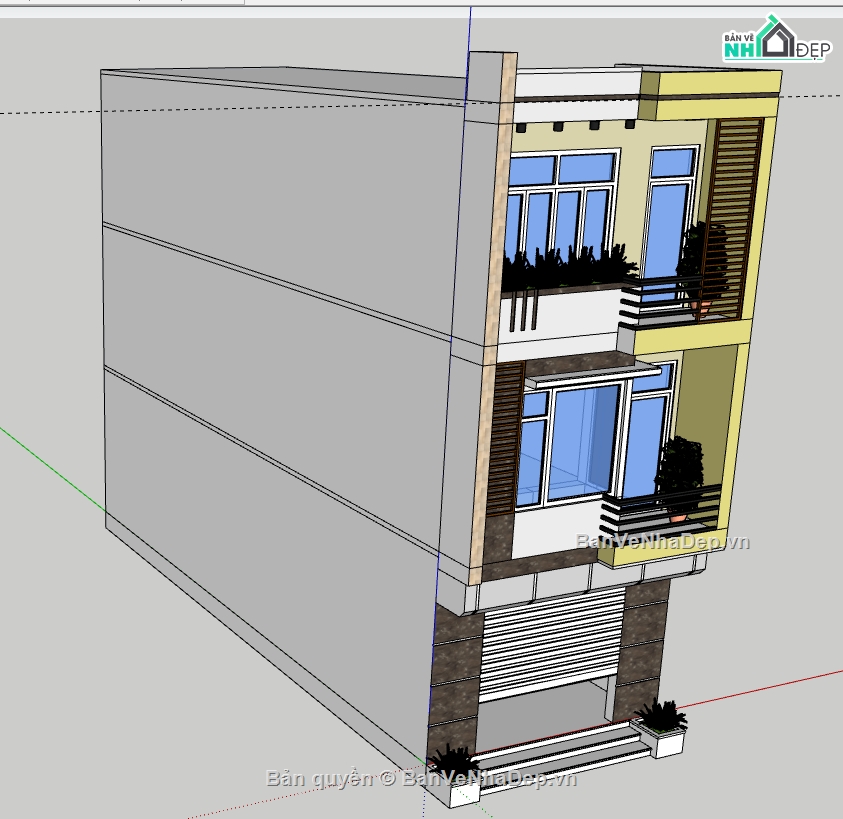 Nhà phố 3 tầng file su,File sketchup Nhà phố 3 tầng,model su Nhà phố 3 tầng,file su Nhà phố 3 tầng