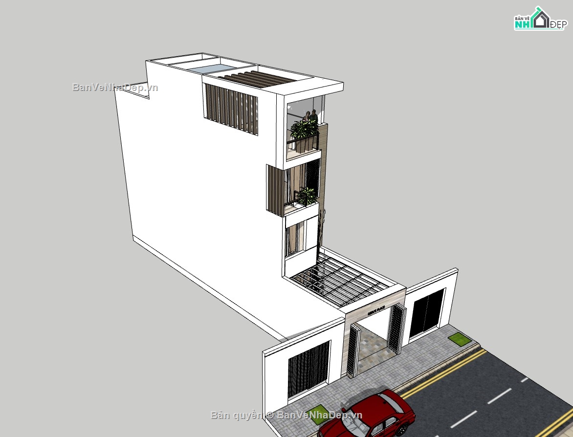 nhà 4 tầng,su nhà phố 4 tầng,sketchup nhà phố 4 tầng