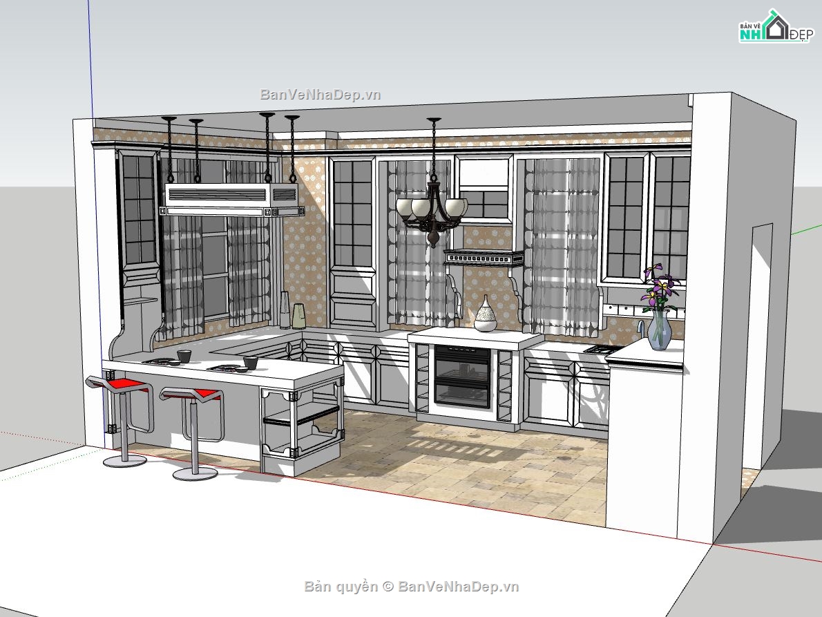 nội thất phòng bếp,phòng bếp,model sketchup nội thất phòng bếp