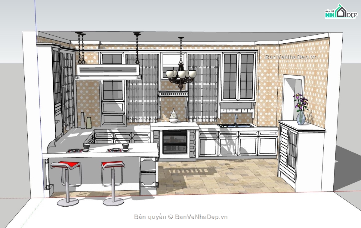 nội thất phòng bếp,phòng bếp,model sketchup nội thất phòng bếp