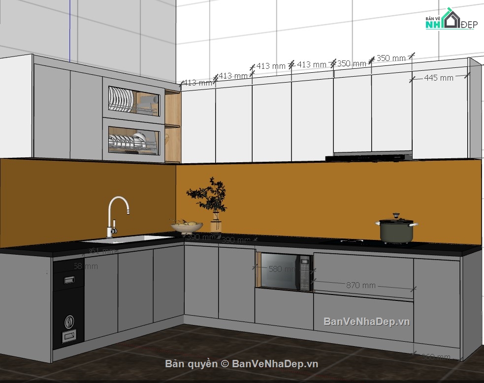 phòng bếp,phòng bếp sketchup,Model sketchup phòng bếp
