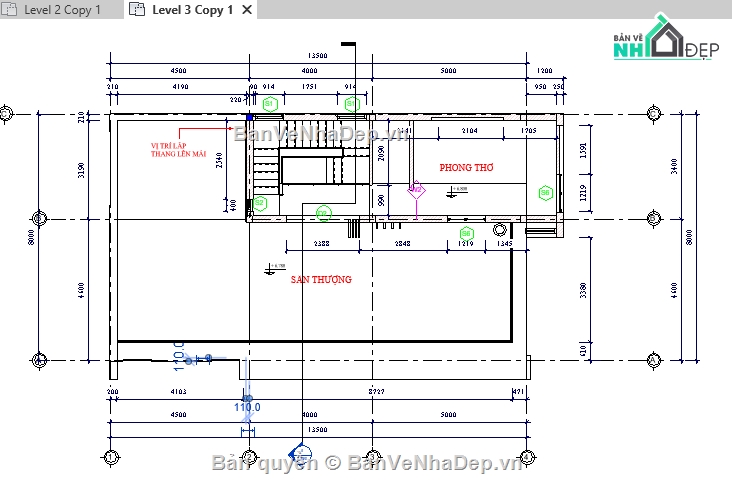 thiết kế biệt thự,biệt thự 3 tầng,revit biệt thự 3 tầng 8x13.5m,kiến trúc nhà phố 3 tầng,kêt cấu biệt thự,revit nhà 3 tầng