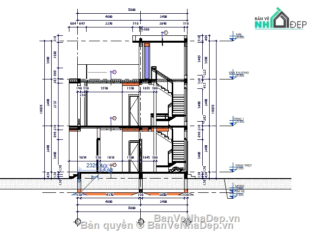 thiết kế biệt thự,biệt thự 3 tầng,revit biệt thự 3 tầng 8x13.5m,kiến trúc nhà phố 3 tầng,kêt cấu biệt thự,revit nhà 3 tầng