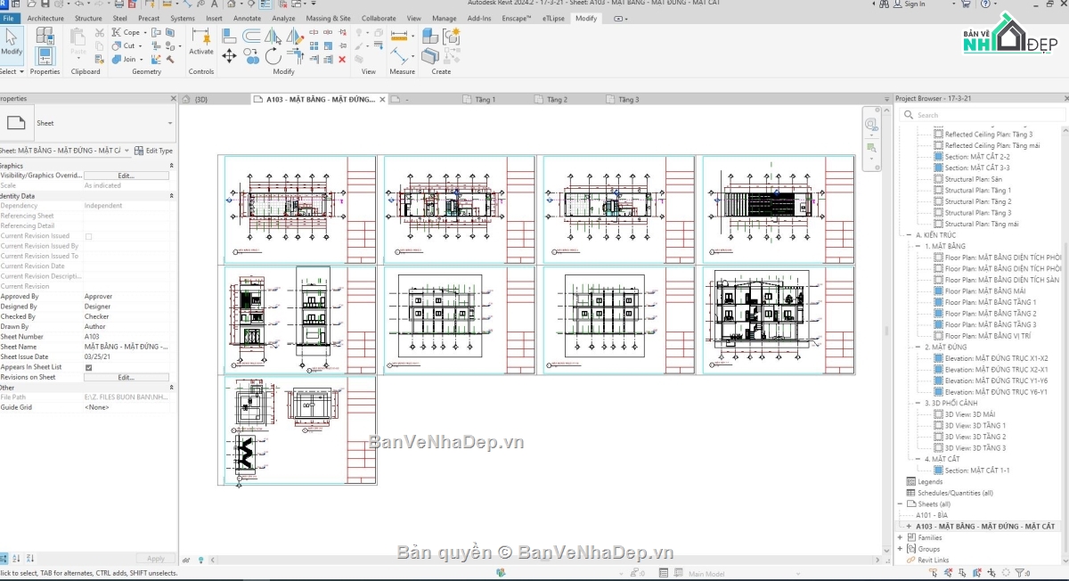 nhà phố 3 tầng,nhà 3 tầng,file nhà 3 tầng,cad nhà 3 tầng,Revit nhà 3 tầng