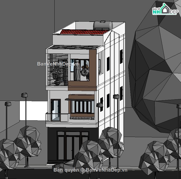 nhà phố 3 tầng,nhà 3 tầng,file nhà 3 tầng,cad nhà 3 tầng,Revit nhà 3 tầng