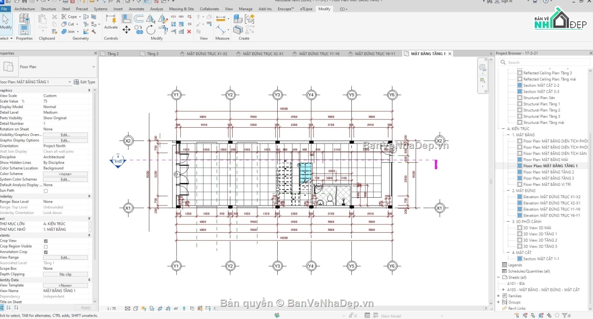 nhà phố 3 tầng,nhà 3 tầng,file nhà 3 tầng,cad nhà 3 tầng,Revit nhà 3 tầng