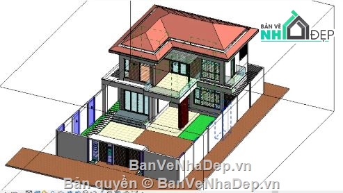 nhà vườn 2 tầng,revit nhà vườn 2 tầng,nhà vườn 2 tầng revit