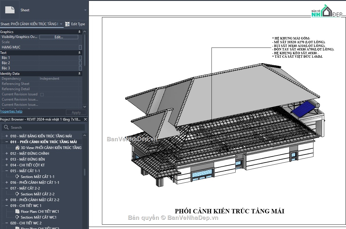 revit mẫu nhà 1 tầng,revit nhà vườn,revit full,revit mái nhật,revit nhà đẹp