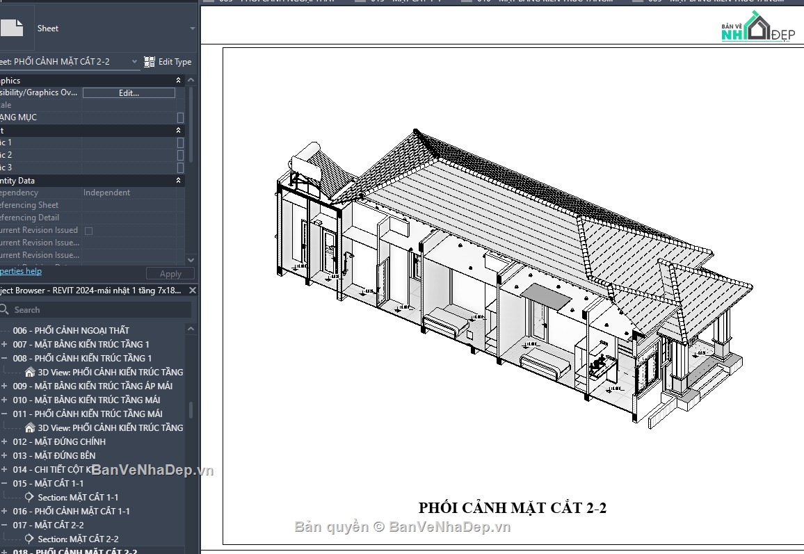 revit mẫu nhà 1 tầng,revit nhà vườn,revit full,revit mái nhật,revit nhà đẹp